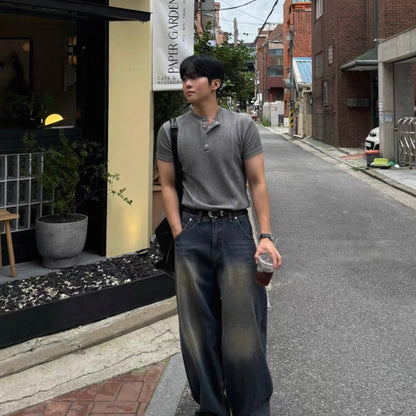 Slim Fit Half-Button T-Shirt