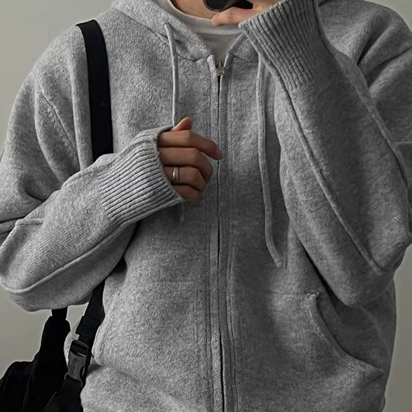 Ribbed Zip-Up Hoodie