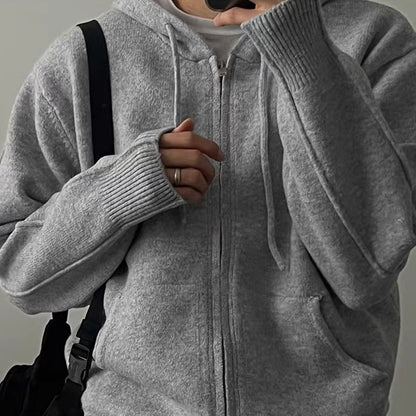 Ribbed Zip-Up Hoodie