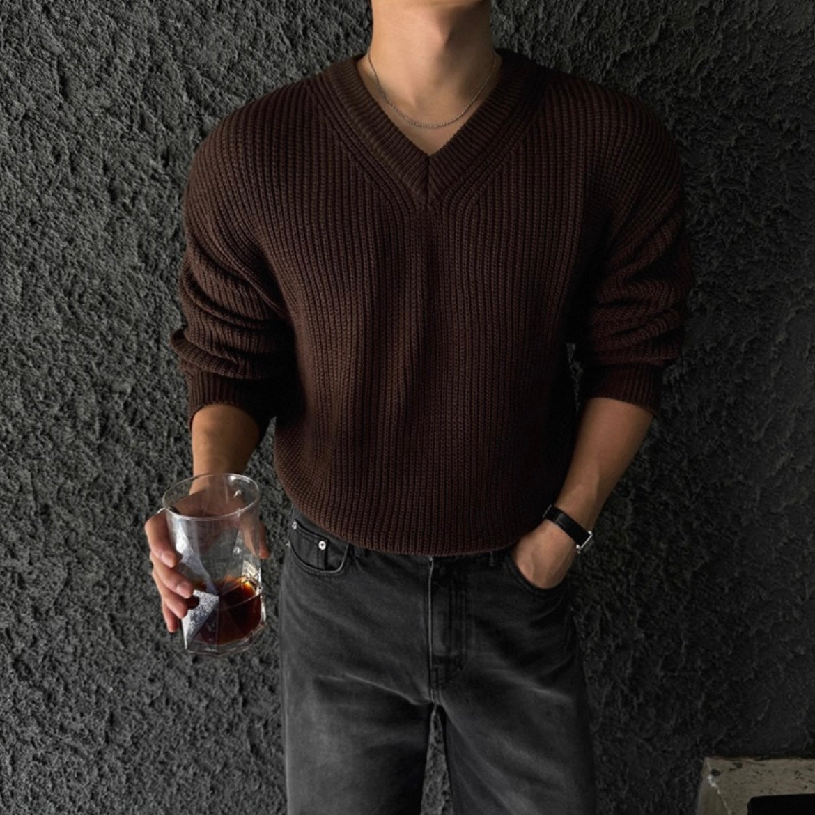 Men's V-Neck Knit Sweater