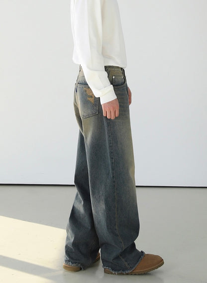 Washed Jeans Wide Pants