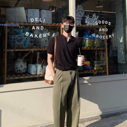 Korean V-Neck Cotton T-Shirt