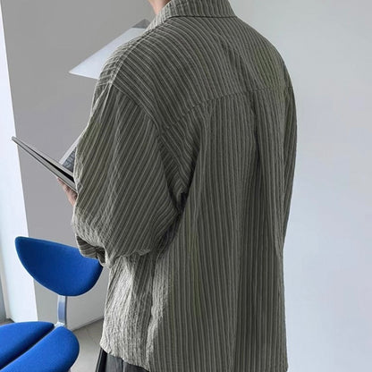 Korean-Style Striped Casual Shirt