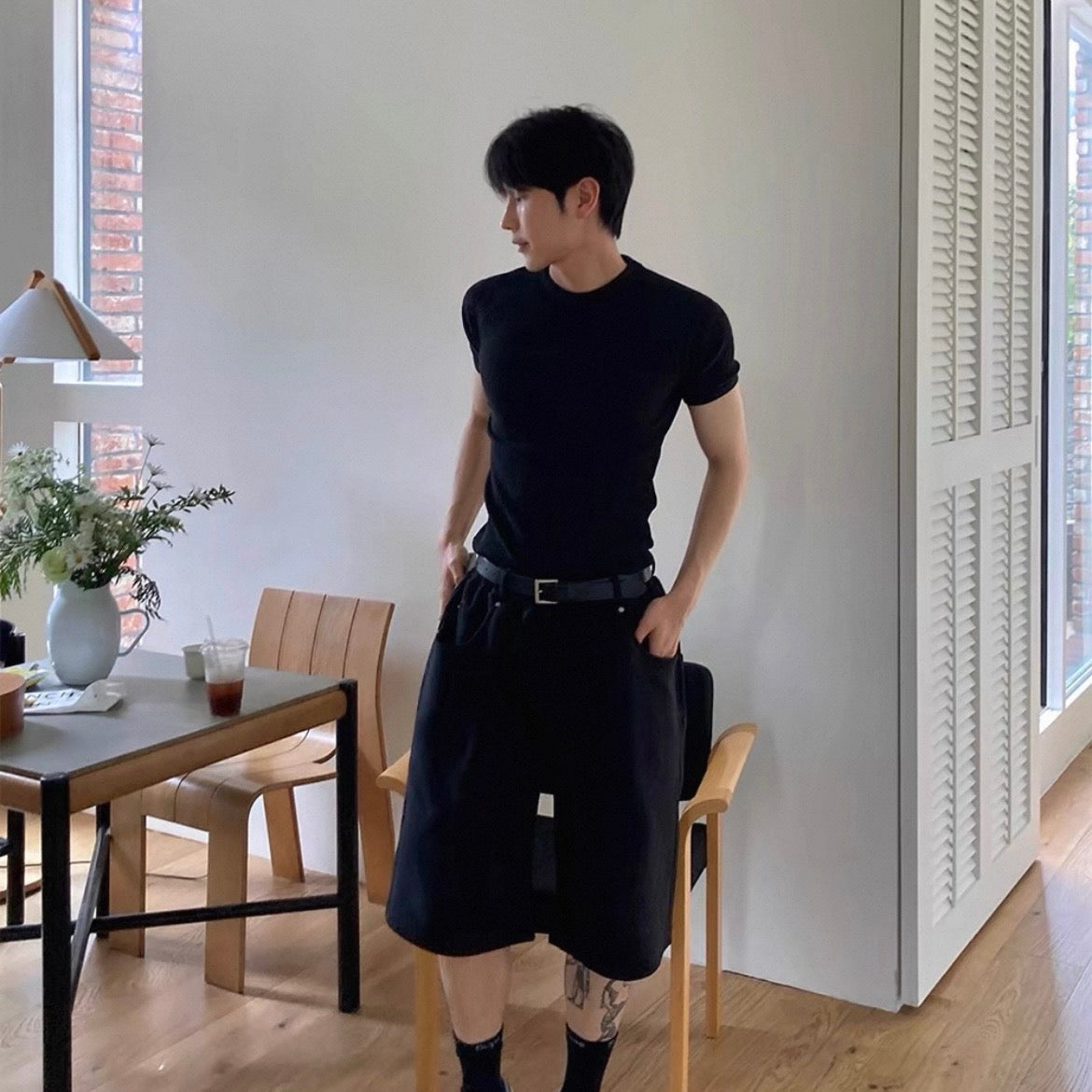 Textured Ribbed Slim-Fit T-Shirt