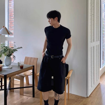 Textured Ribbed Slim-Fit T-Shirt