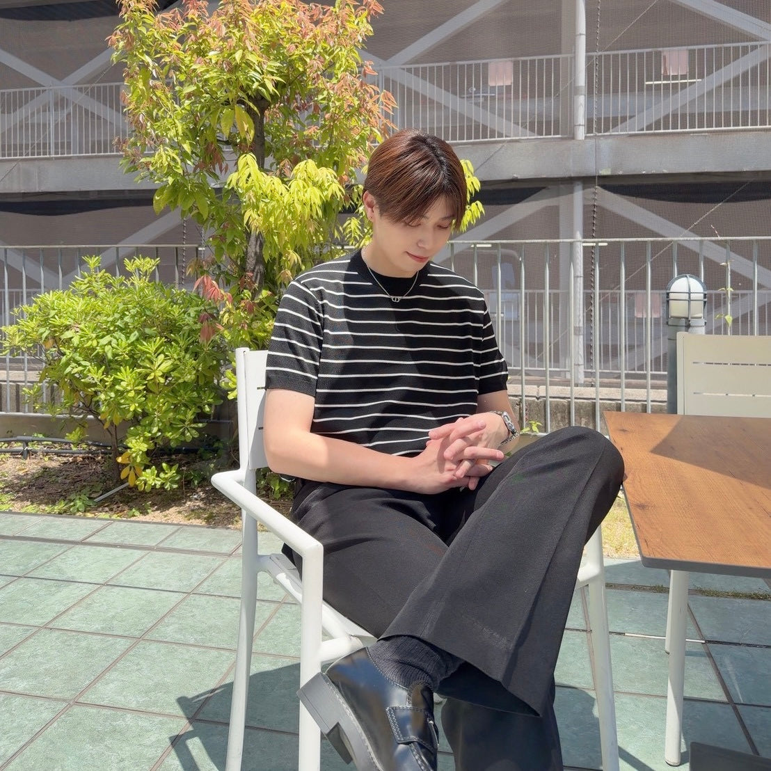Loose Fit Black Striped Tee