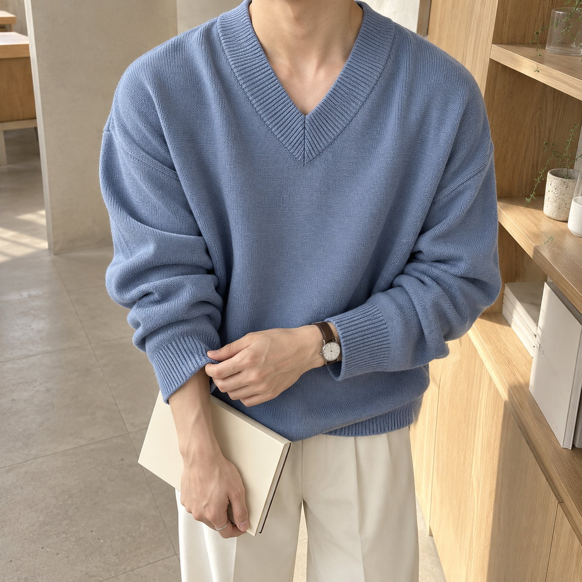 V-Neck Design Knit Sweater