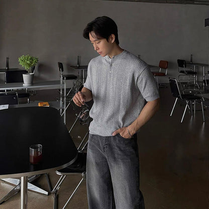 Casual Stripe Knit T-Shirt