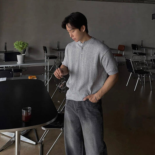 Casual Stripe Knit T-Shirt