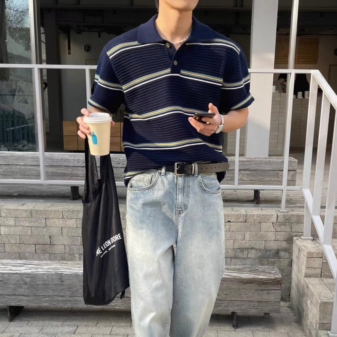 Loose-Fit Color-Block Polo Shirt
