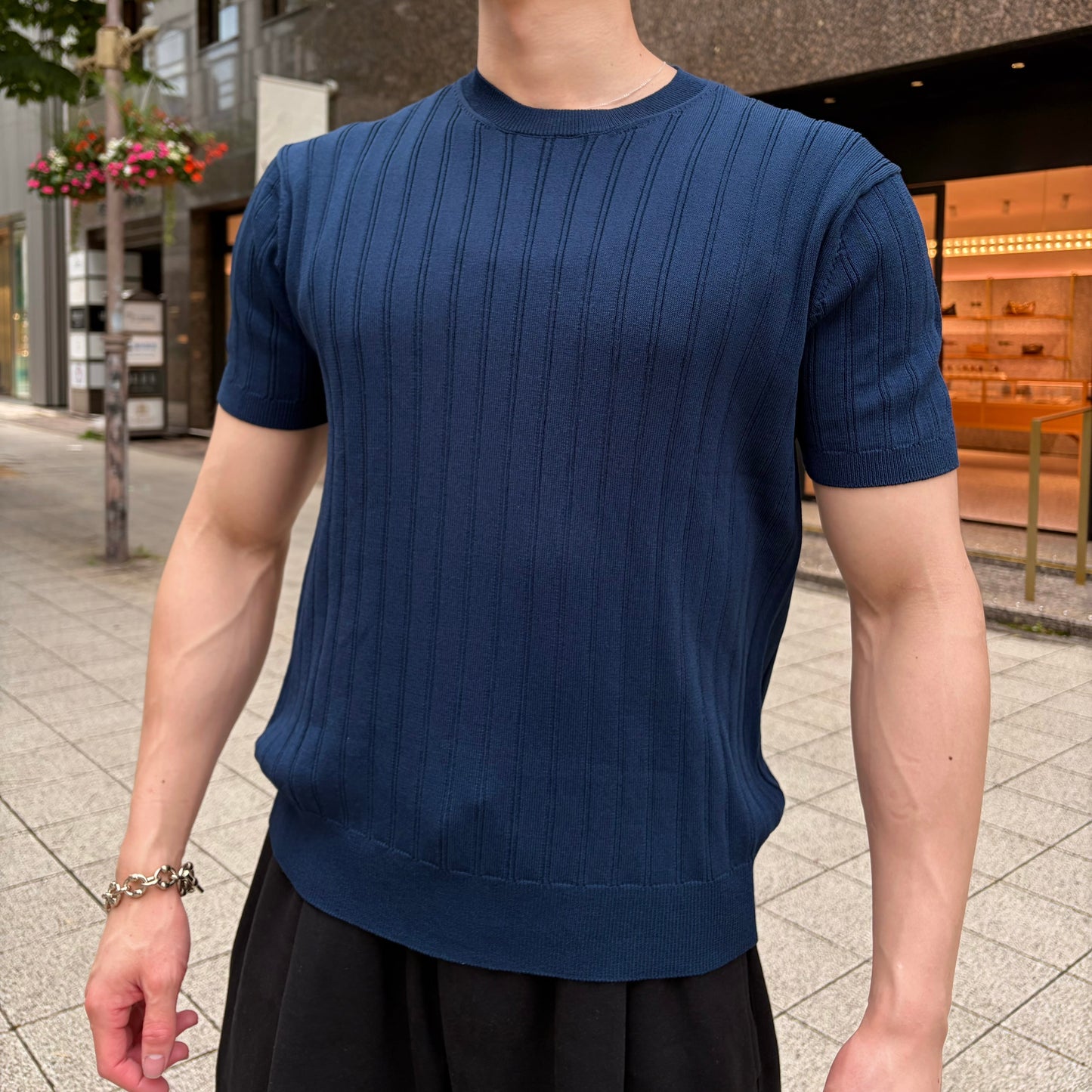 Men's Textured Wool Stripe T-Shirt