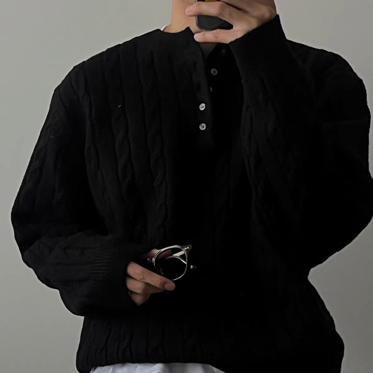 Cable Knit Henley Sweater