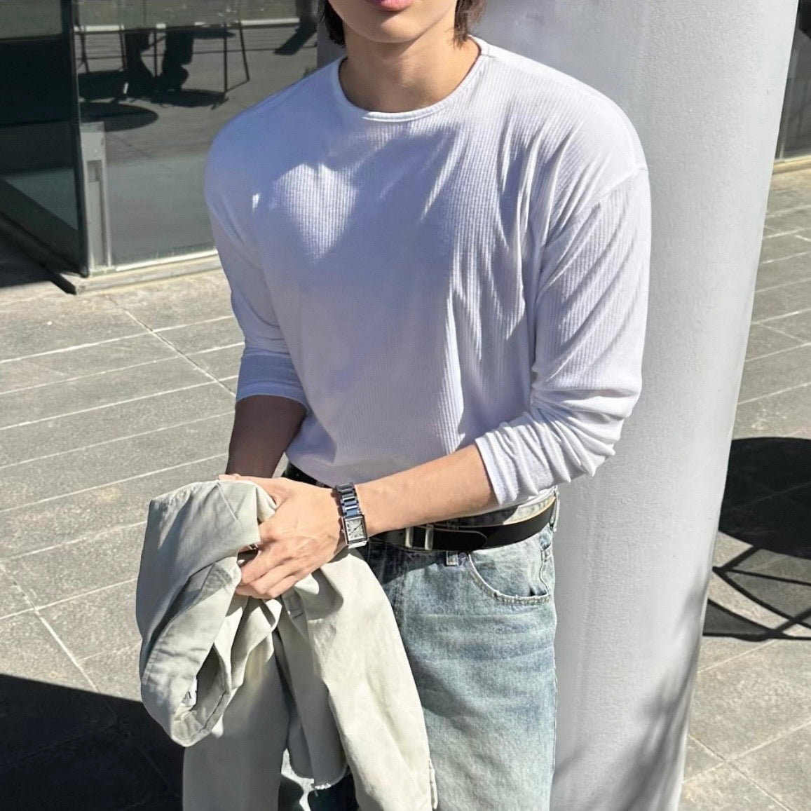 Minimal Ribbed Long Sleeve Tee