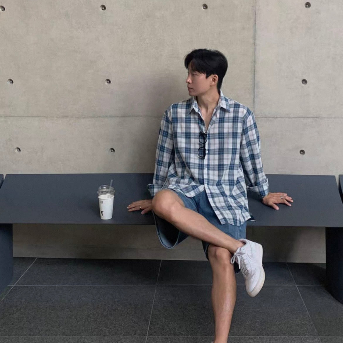 Casual Blue Plaid Shirt