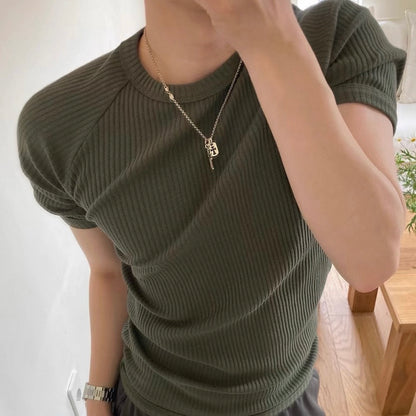Textured Ribbed Slim-Fit T-Shirt