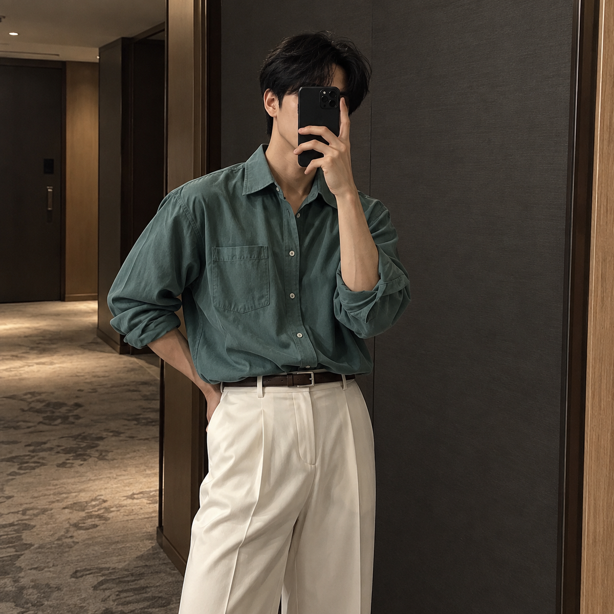 Handsome lapel simple long-sleeved knit