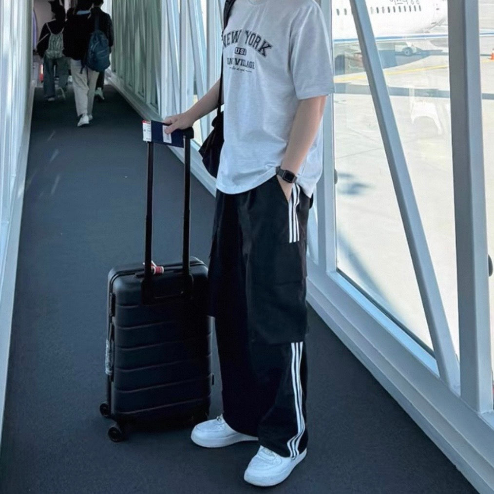 Striped Wide-Legged Casual Pants