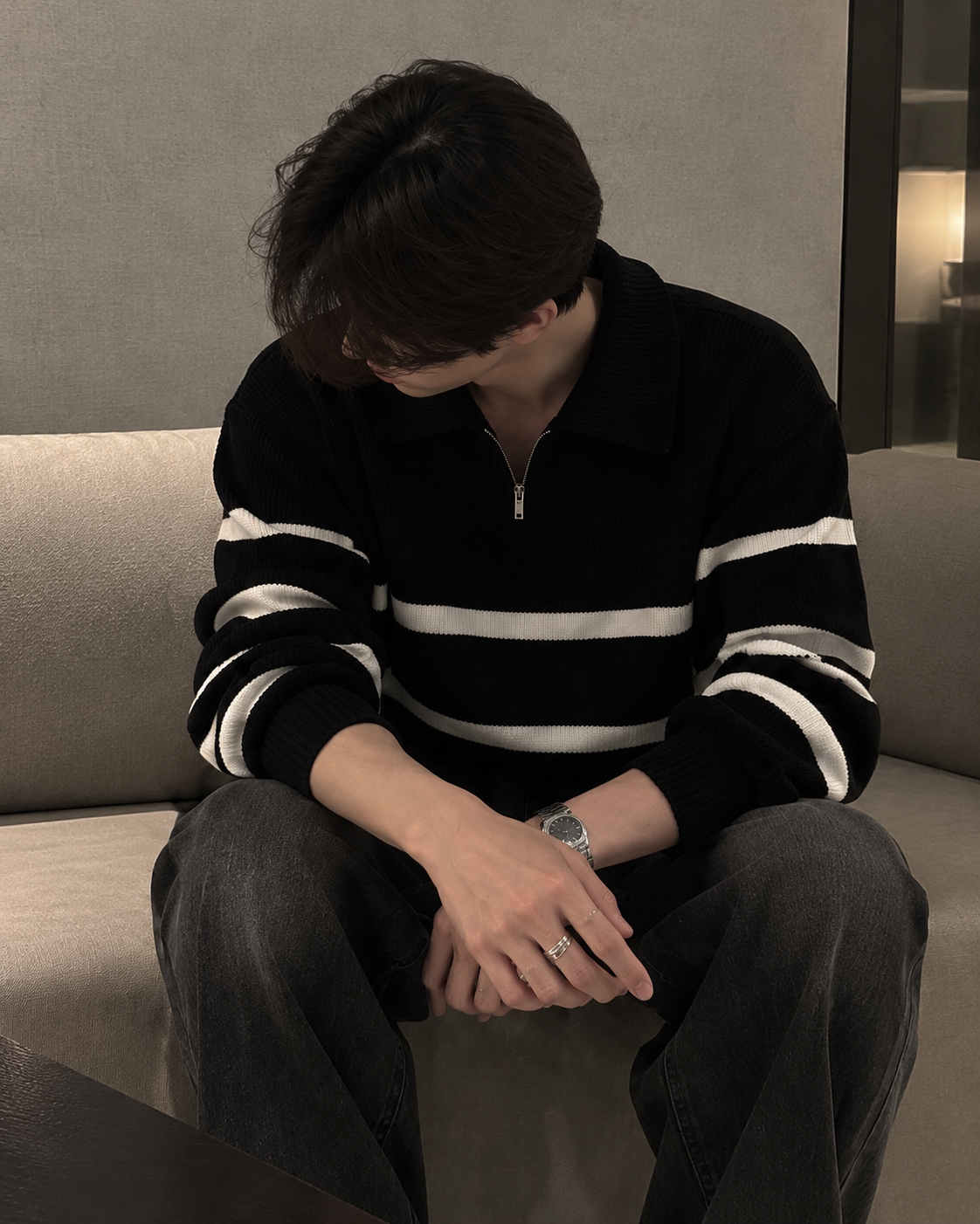 Half-zip knit sweater