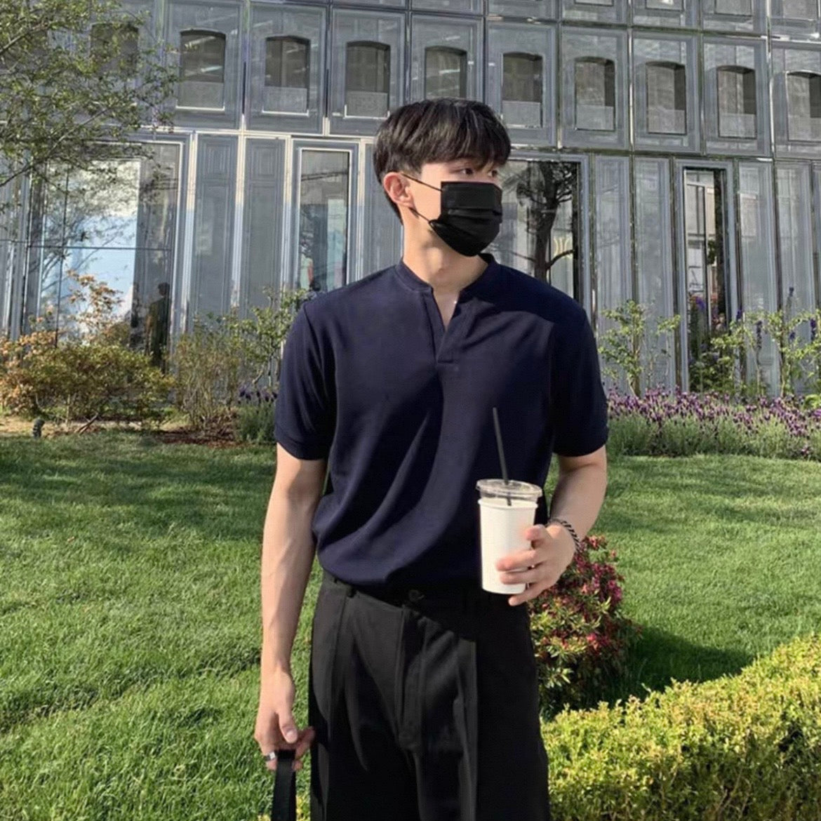 Korean V-Neck Cotton T-Shirt