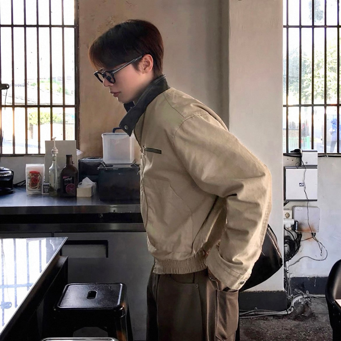 Vintage Spliced Jacket Tops