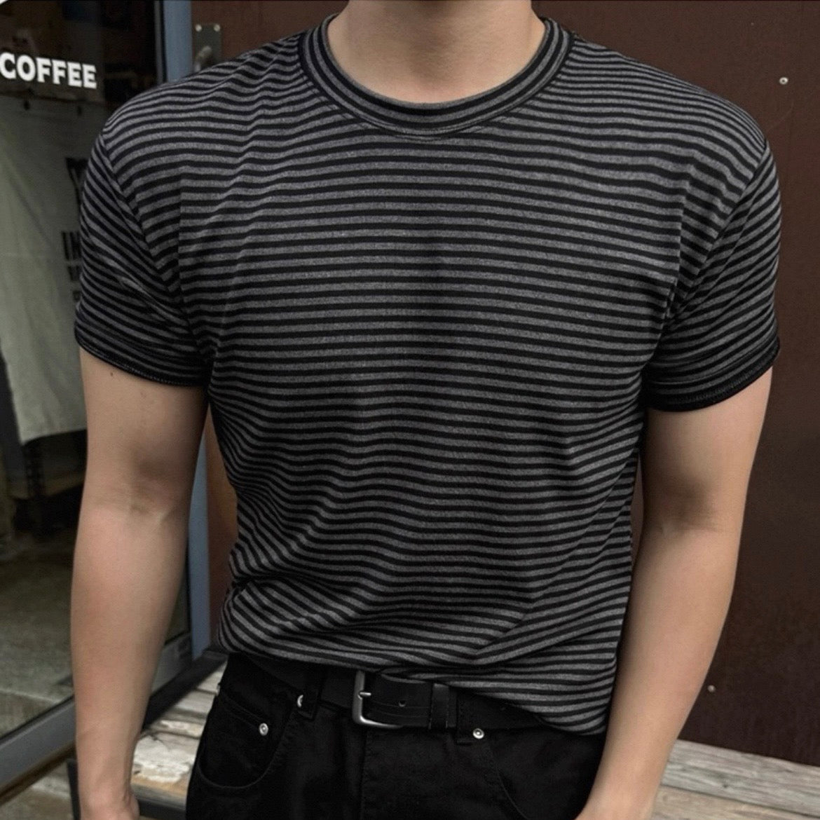 Korean Striped Cotton T-Shirt