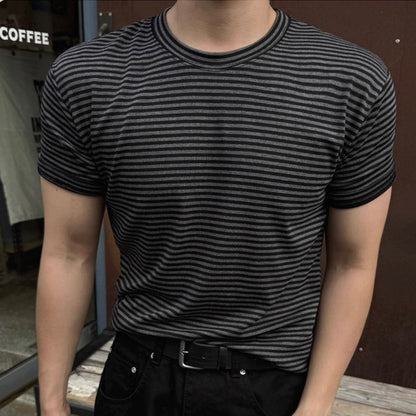 Korean Striped Cotton T-Shirt