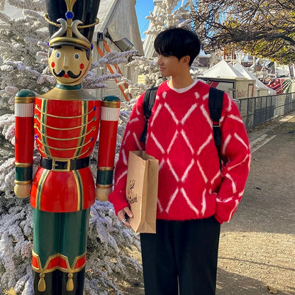 Plaid Knit Sweater for Couples