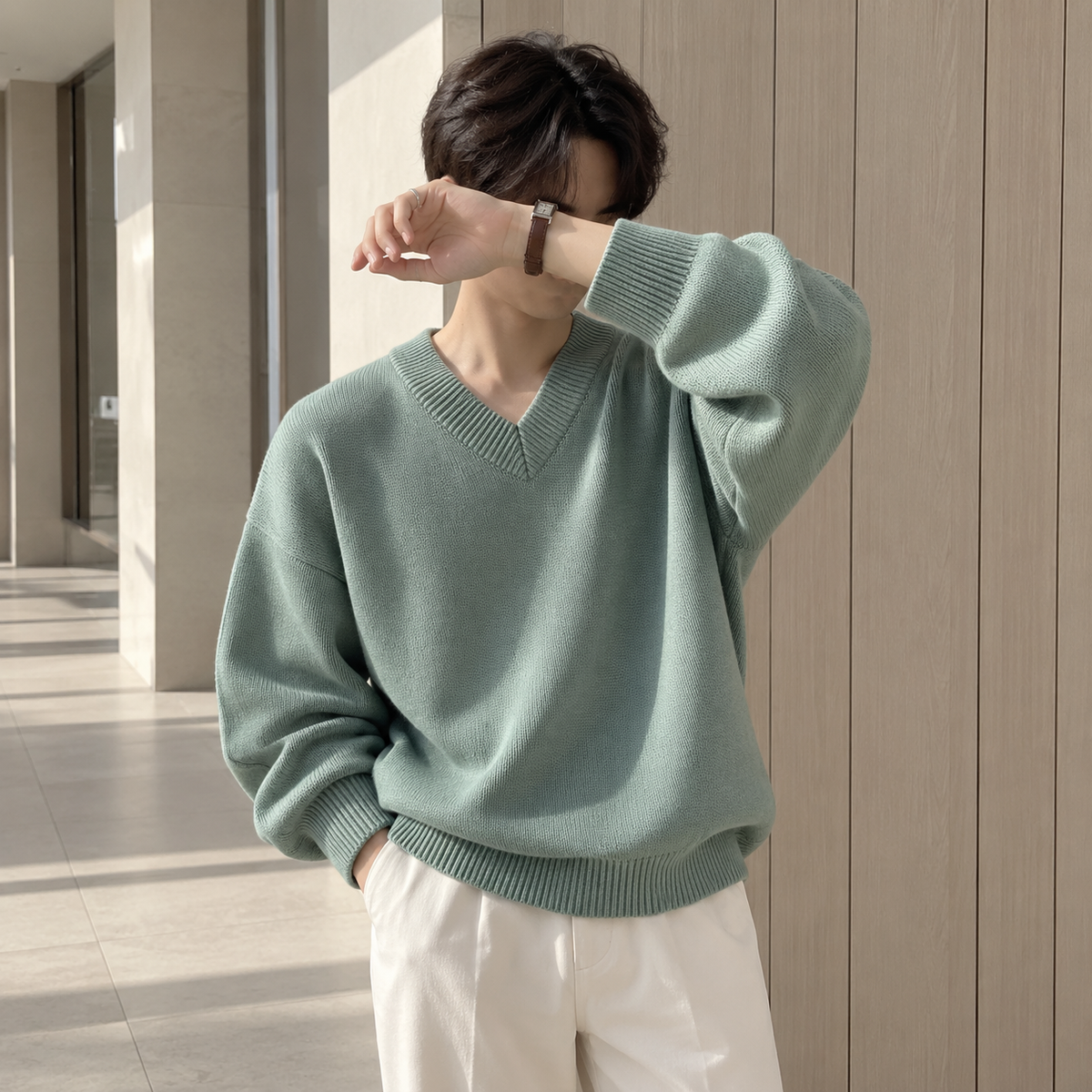 V-Neck Design Knit Sweater