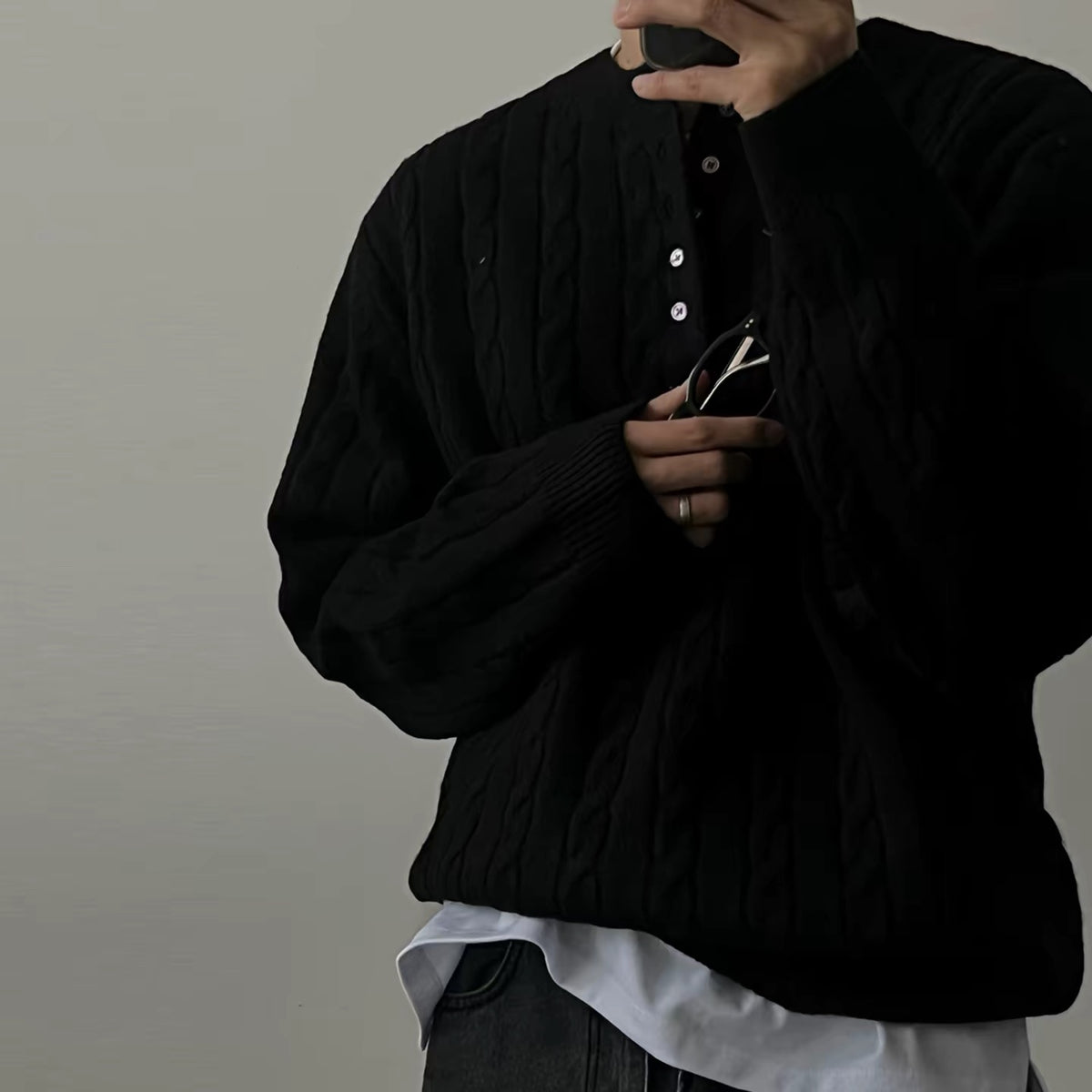 Cable Knit Henley Sweater