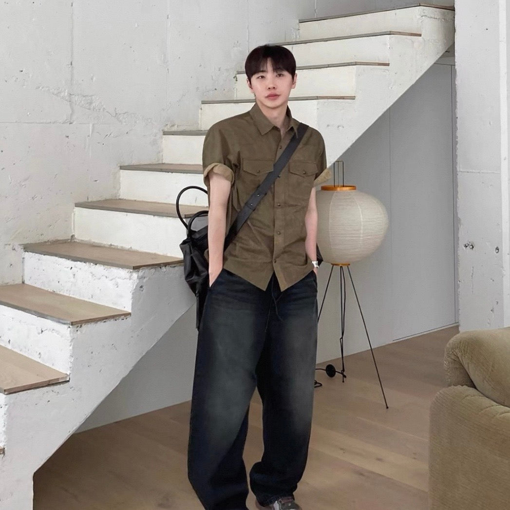 Retro Workwear Short-Sleeve Shirt