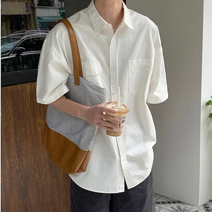 Casual Short-Sleeved White Shirt