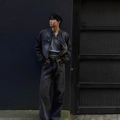 Vintage Wash Collarless Jacket