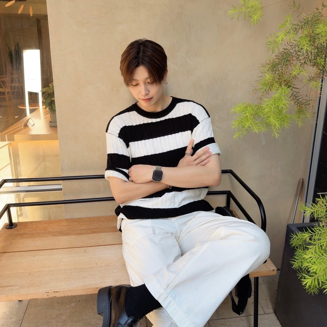Retro Color Clash Knit Tee