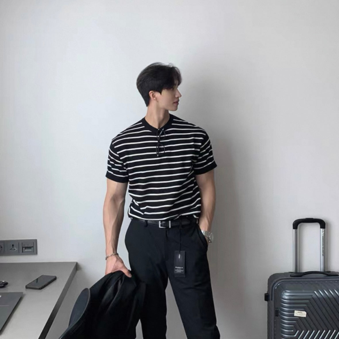 Loose Fit Black Striped Tee