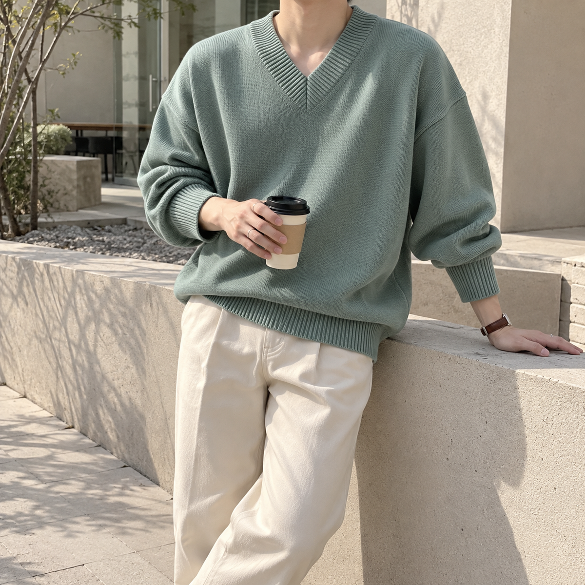 V-Neck Design Knit Sweater