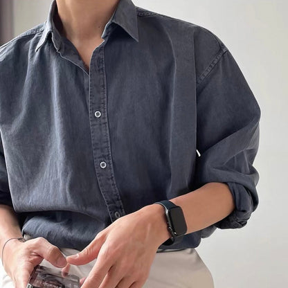 Korean Loose-Fit Denim Shirt