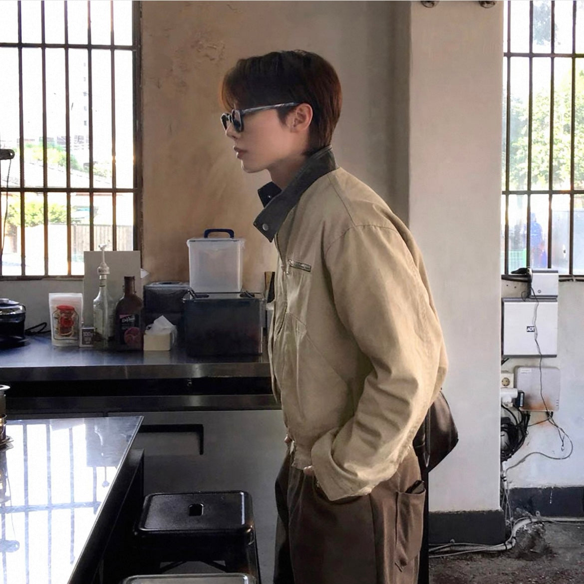 Vintage Spliced Jacket Tops