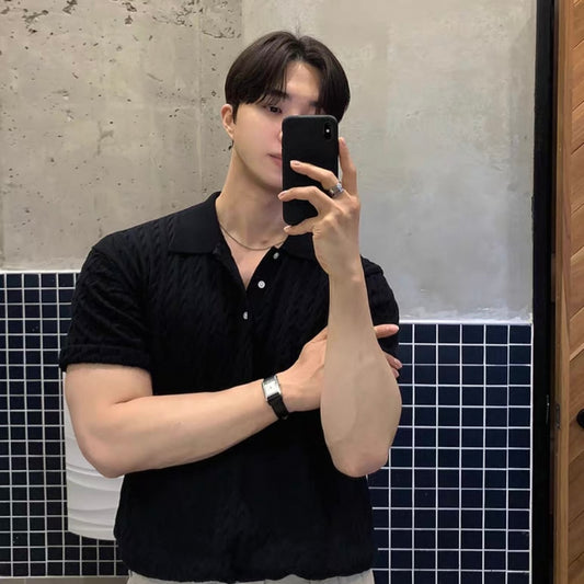 Korean Casual Twisted Knit Polo