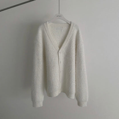 Mink V-Neck Knit Cardigan