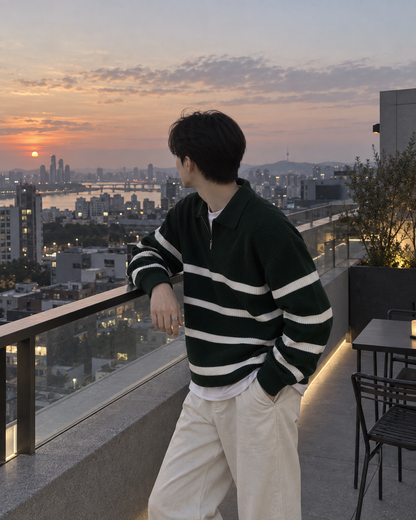 Half-zip knit sweater
