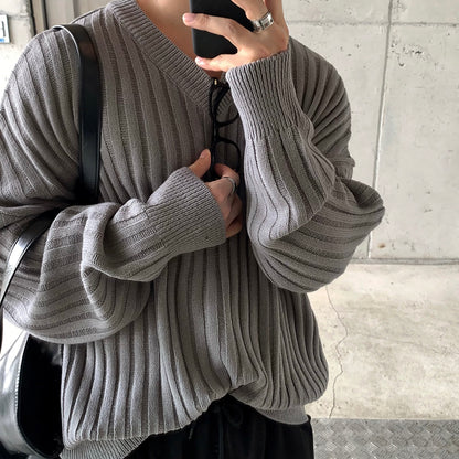 Retro V-Neck Casual Knit Sweater