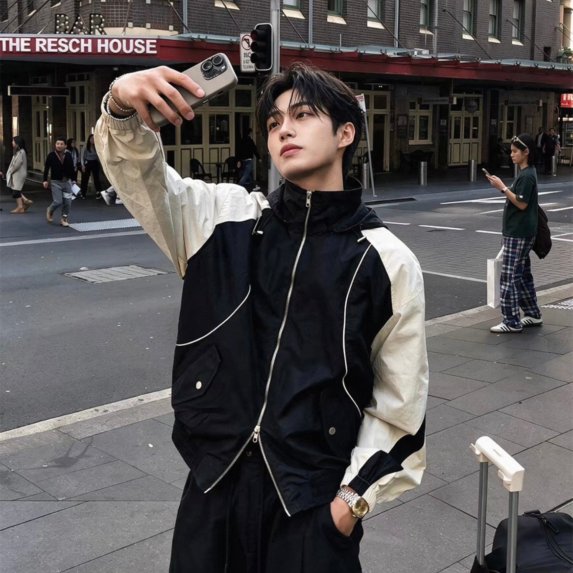 Contrast Piping Track Jacket