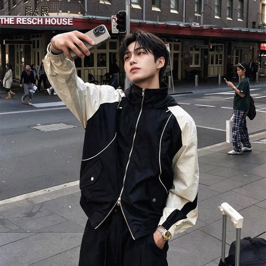 Contrast Piping Track Jacket