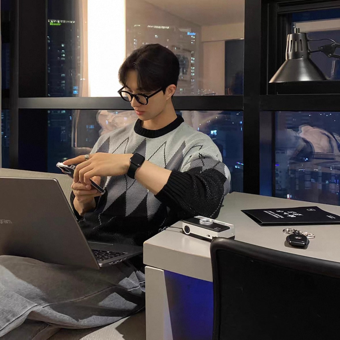 Plaid Peplum Knit Sweater