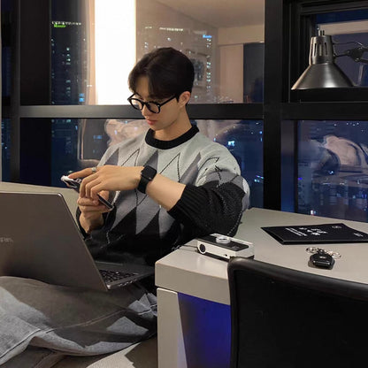 Plaid Peplum Knit Sweater