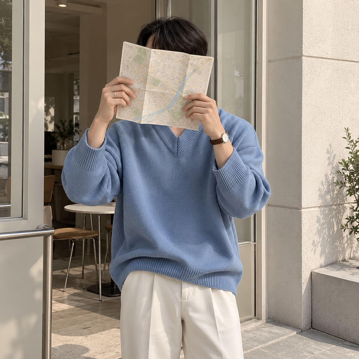 V-Neck Design Knit Sweater