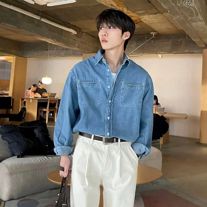 Dual-Pocket Denim Shirt