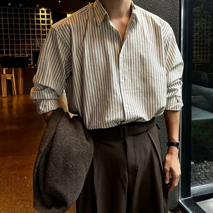 Men's Loose Fit Striped Sun Shirt