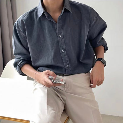 Korean Loose-Fit Denim Shirt