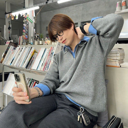 Lazy Half-Zip Knit Sweater